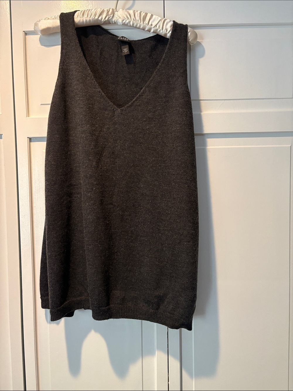 Eileen Fisher Women's Charcoal V-Neck Merino Wool Sweater Tunic Size L